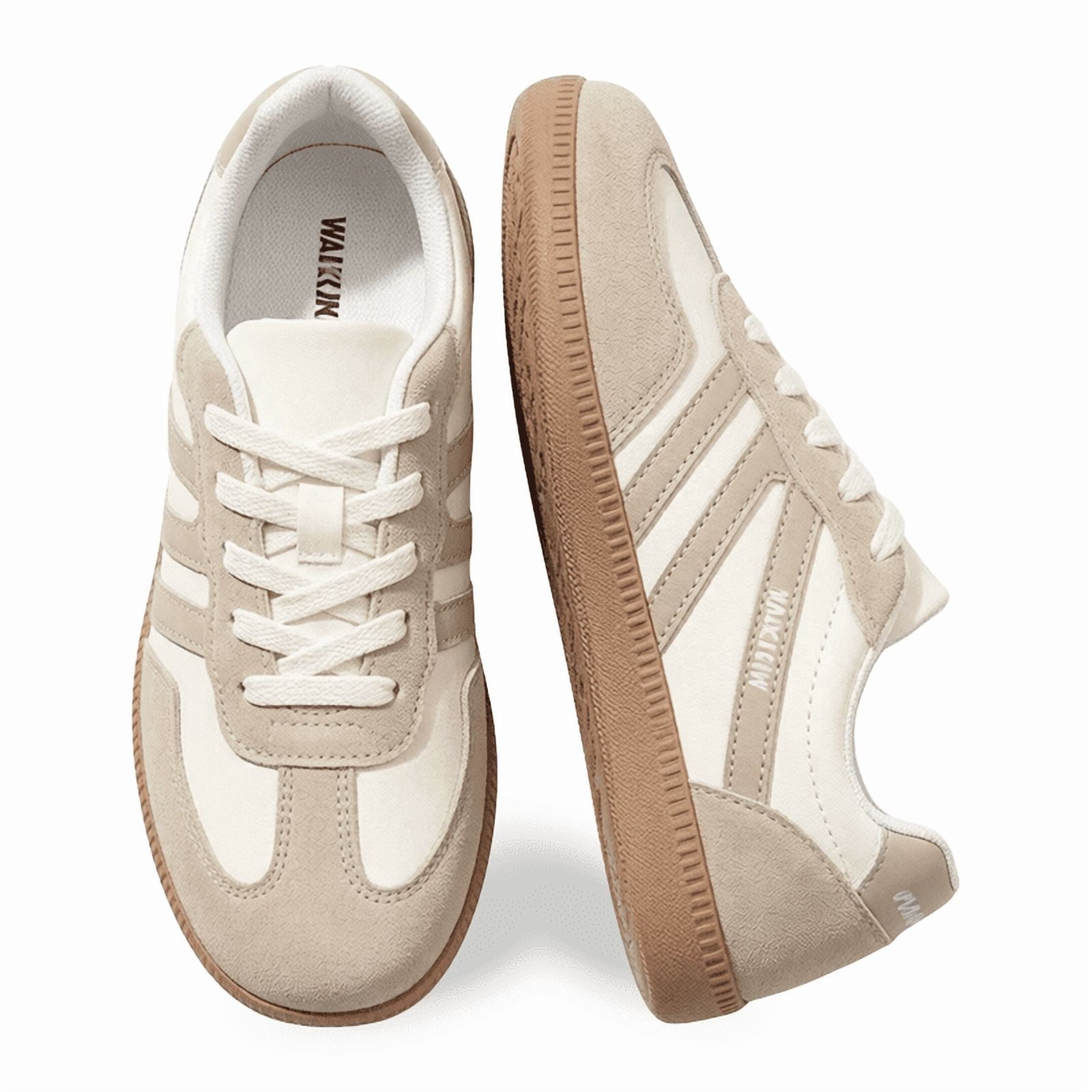 BERANMEY Women's Retro Fashion Sneakers Comfortable Casual Anti Slip Platform Low-Top Sneakers Lace Up Memory Foam Tennis Walking Skate Shoes