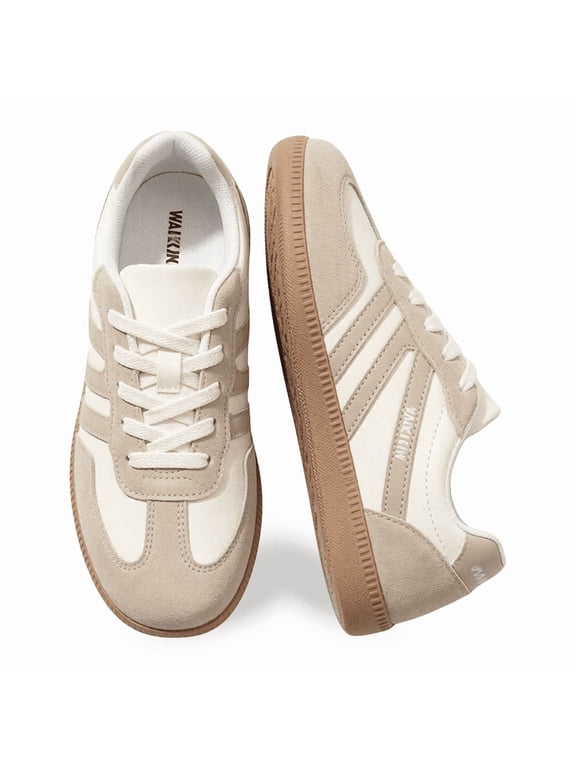 Women's Retro Fashion Sneakers Comfortable Casual Anti Slip Platform Low-Top Sneakers Lace Up Memory Foam Tennis Walking Skate Shoes