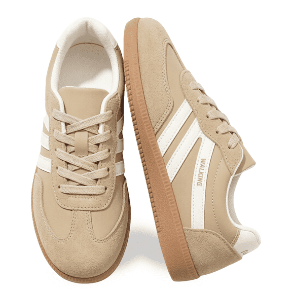 BERANMEY Women's Retro Fashion Sneakers Comfortable Casual Anti Slip Platform Low-Top Sneakers Lace Up Memory Foam Tennis Walking Skate Shoes