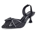 thumbnail image 1 of BERANMEY Women's Rhinestone Bow Pointed Toe Stiletto Heels Sparkly High Heels Dress Pumps for Evening Party and Wedding, 1 of 8