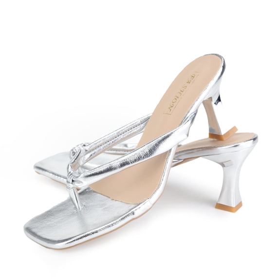 BERANMEY Women's Slide Heel Sandals with Low Chunky Sandals Comfortable Open Toe Thong Heels for Dressy Casual Summer Parties Weddings and Vacations
