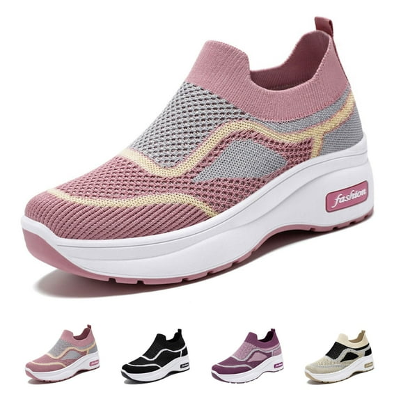 BERANMEY Women's Slip On Walking Shoes Lightweight Breathable Mesh Sneakers with Arch Support Soft Foam Cushion for Work Casual Comfort Non Slip