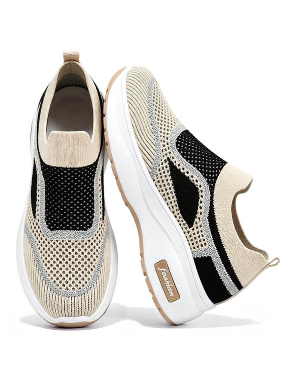 Women's Slip On Walking Shoes Lightweight Breathable Mesh Sneakers with Arch Support Soft Foam Cushion for Work Casual Comfort Non Slip