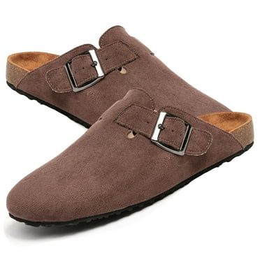 BERANMEY Women's Faux Suede Clogs & Mules Stylish Comfort Potato Shoes with Arch Support Cork Footbed Couple's Clogs for Women and Men