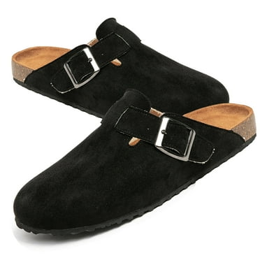 BERANMEY Women's Faux Suede Clogs & Mules Stylish Comfort Potato Shoes with Arch Support Cork Footbed Couple's Clogs for Women and Men