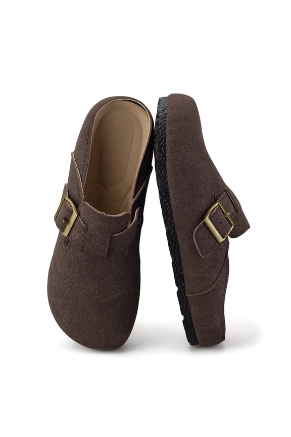 Women's Suede Clogs & Mules Stylish Leather Mules with Arch Support and Cork Footbed Couple's Clogs for Women and Men