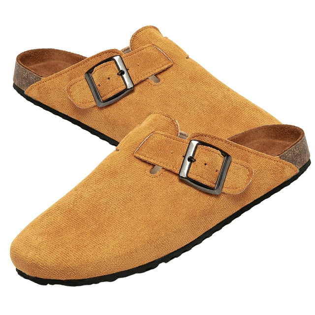 BERANMEY Women's Faux Suede Clogs & Mules Stylish Comfort Potato Shoes with Arch Support Cork Footbed Couple's Clogs for Women and Men