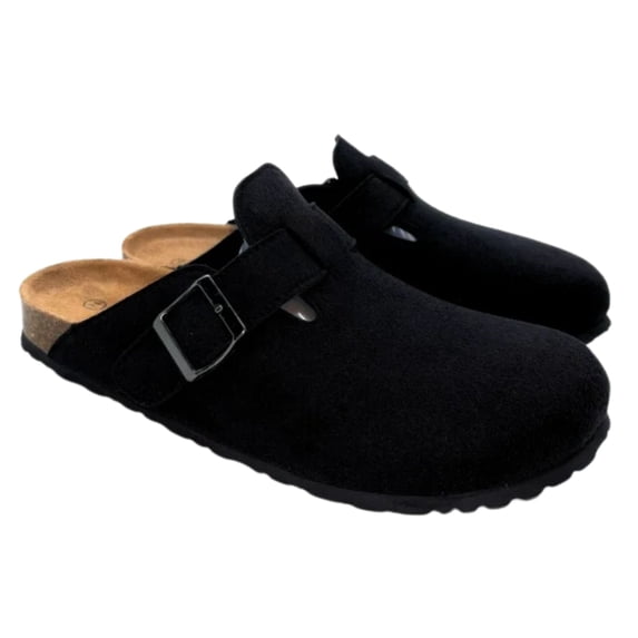 BERANMEY Women's Suede Clogs & Mules Stylish Leather Mules with Arch Support and Cork Footbed Couple's Clogs for Women and Men