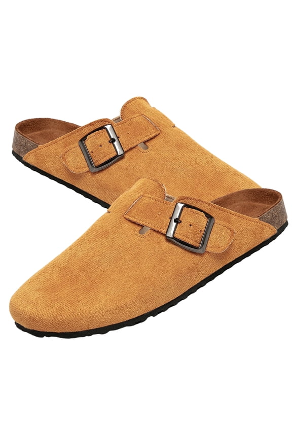 Women's Faux Suede Clogs & Mules Stylish Comfort Potato Shoes with Arch Support Cork Footbed Couple's Clogs for Women and Men