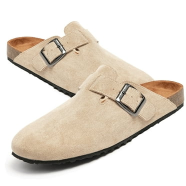 BERANMEY Women's Faux Suede Clogs & Mules Stylish Comfort Potato Shoes with Arch Support Cork Footbed Couple's Clogs for Women and Men