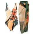 thumbnail image 1 of BERANMEY Women's Tropical Print One Piece Swimsuit with Cover up Beach Skirt Sarong Two Piece Floral Printed V Neck Tummy Control High Cut Monokini Swimsuit Bathing Suit Women's Swimwear & Clothing, 1 of 7