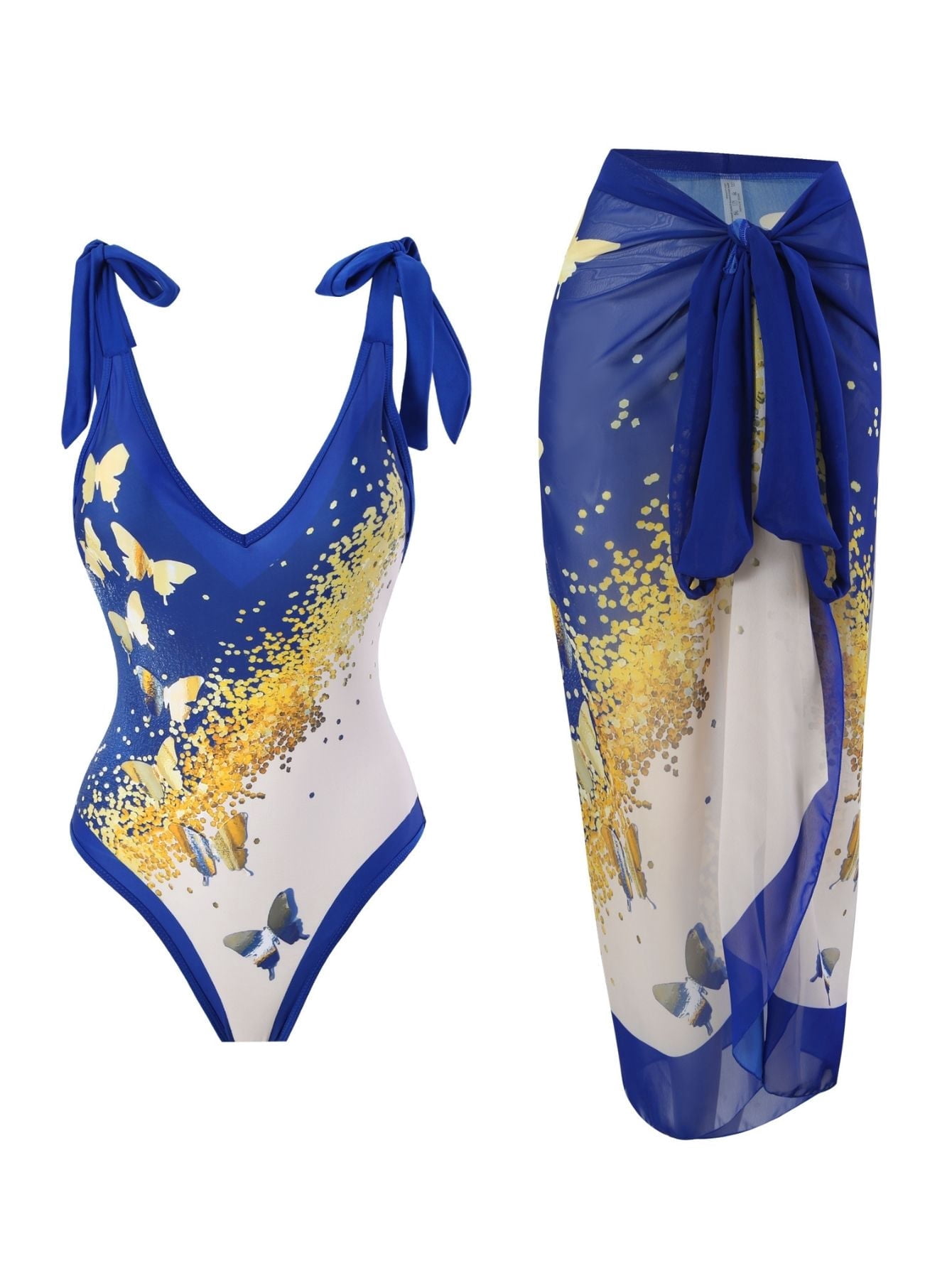 Women's Tropical Print One Piece Swimsuit – Halter V Neck Ruched Colorblock