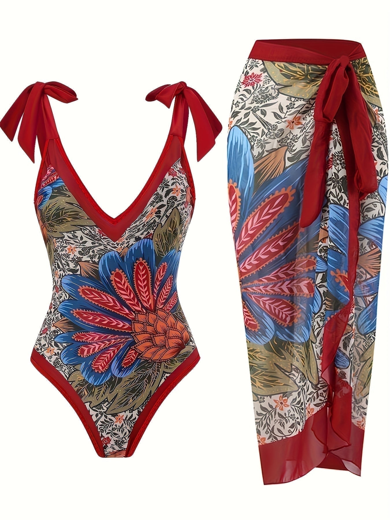 2019 Print Floral One Piece Swimsuit Women Padded Swimwear Bandage Cut Out Mnokini Bathing Suit Plus Size Swimwear XXXL