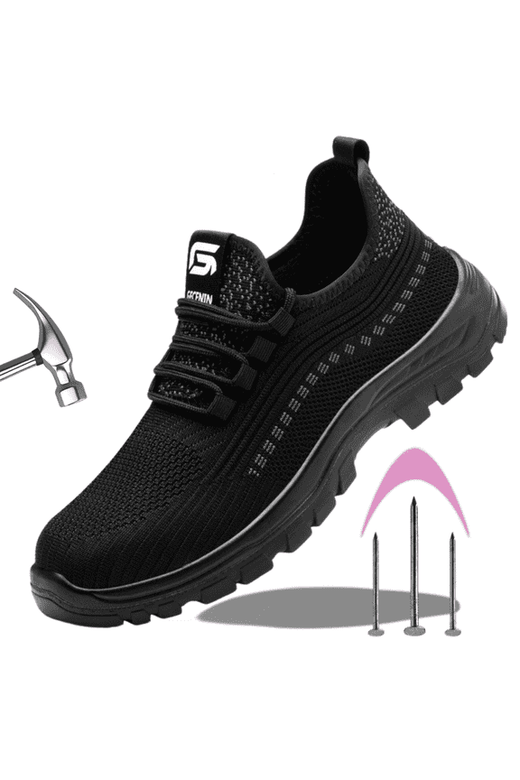 Work Shoes for Men, Lightweight Steel Toe Safety Shoes, Non-Slip Insulated Work Boots with Solid Sole, Waterproof Puncture-Proof Industrial Construction Sneakers