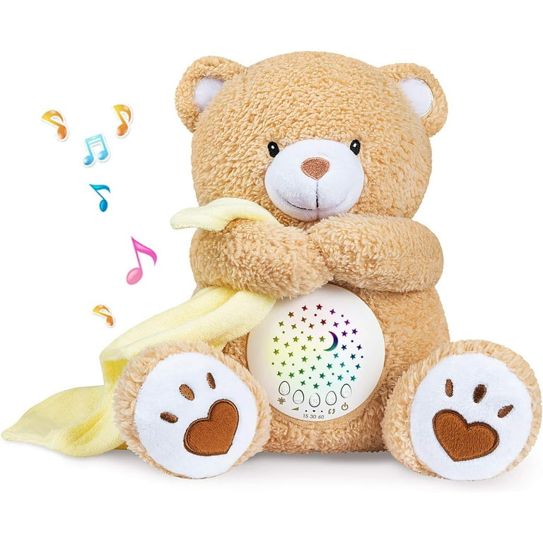 BEREST Baby Sleep Soother Happy Bear Mom s Heartbeat Bear Lullabies Shusher White Noise Machine Nursery Decor Night Light Projector Toddler Crib
