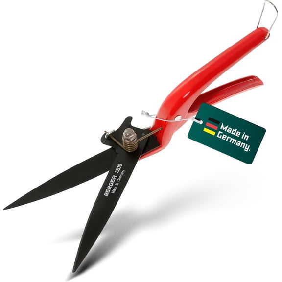 BERGER Grass Shears  Lawn Edging Clippers with Self-Sharpening Anti-Stick Blades, Forged Steel Construction, Ambidextrous Design, Ring Clasp for Hanging Storage  2200