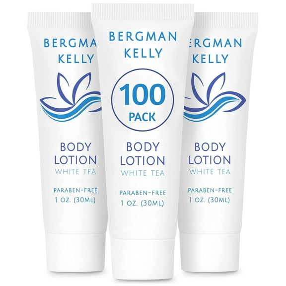 BERGMAN KELLY 1 fl oz White Tea Travel Size Lotion, 100 Pack (US Company)
