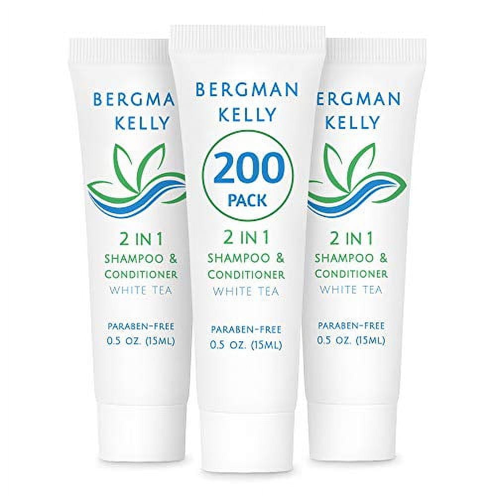 BERGMAN KELLY Hotel Shampoo and Conditioner 2in1 (0.5 Fl Oz, 200 PK, White Tea), Delight Your