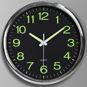 BERGUF 12" Quartz Modern Glow In The Dark Indoor Oversized Wall Clock, Silent Mechanism