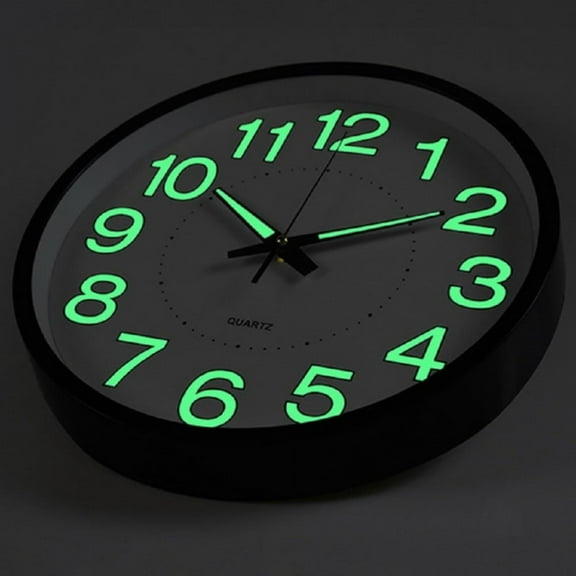 BERGUF 12" Quartz Modern Glow In The Dark Indoor Oversized Wall Clock, Silent Mechanism