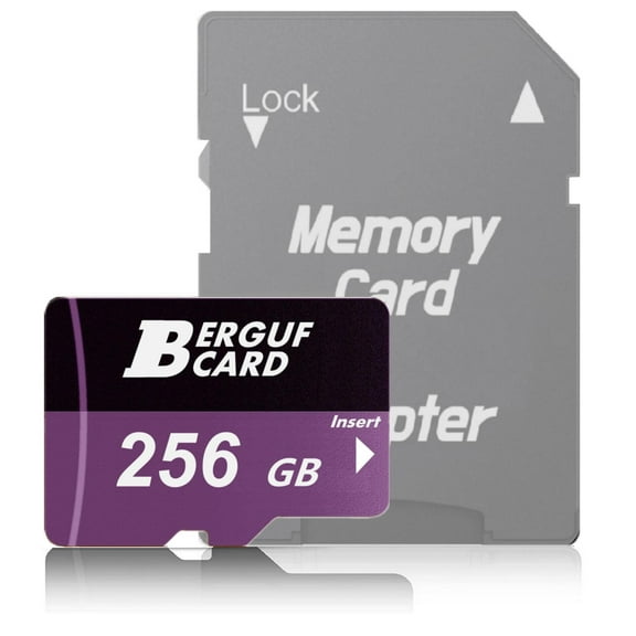 BERGUF 256GB High Speed Flash Memory Card with SD Adapter, Compatible for Smartphones, Tablets, Cameras and More