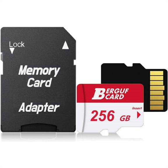 BERGUF 256GB High Speed Flash Memory Card with SD Adapter, Compatible for Smartphones, Tablets, Cameras and More