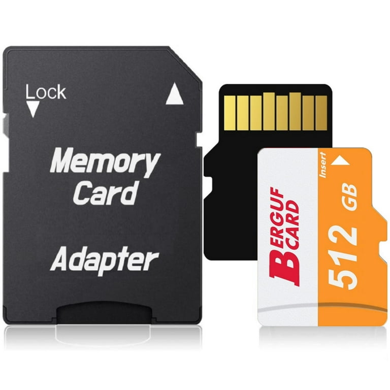 BERGUF 512GB High Speed Flash Memory Card with SD Adapter