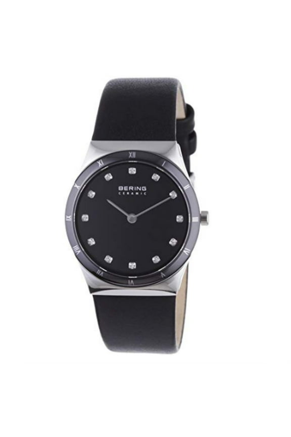 Time 32230-448 Ceramic Collection Watch with Leather Band and scratch resistant sapphire crystal.
