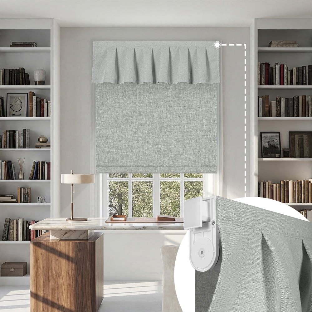 BERISSA No Drill Blinds for Indoor Windows, Blackout Roller Shade With Valance, Room Darkening Noise Reduction Thermal Insulation Roller Blinds for Office and Home,Easy to Install,46"W X 48"H,Gray