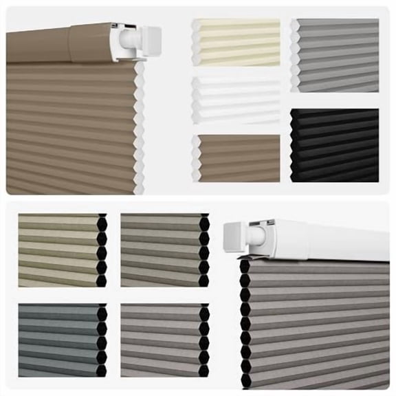 BERISSA No Drill No Tools Cordless Cellular shades,Classic solid fabric Light Filtering Honeycomb Blinds for Window,Easy to Install Pull Down Shade Thermal Insulation for home,Filt