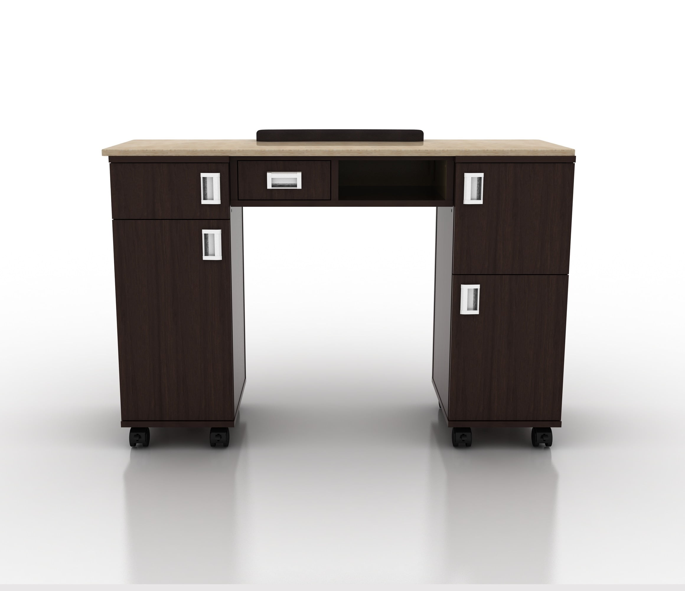 BERKELEY Manicure Nail Table with Marble CounterTop DARK WOOD Salon