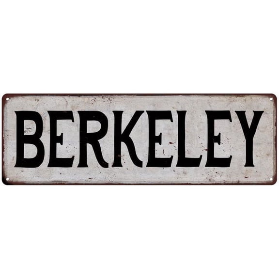 BERKELEY Vintage Look Rustic Metal City State Sign 6 x 18 High Gloss Metal 206180041169