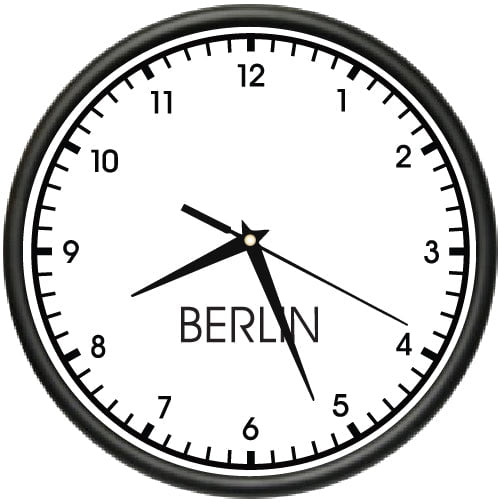 BERLIN TIME Wall Clock world time zone clock office business