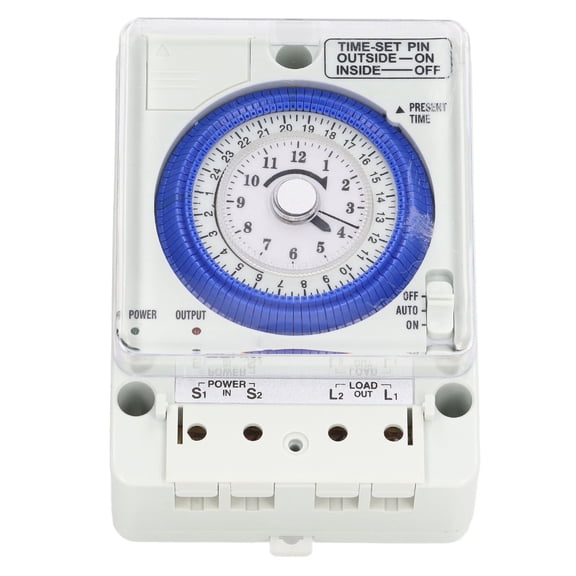 BERM 24-Hour Mechanical Time Switch, 100-240V AC Programmable Timer Controller for Light, Oven, and Industrial Equipment (TB388)