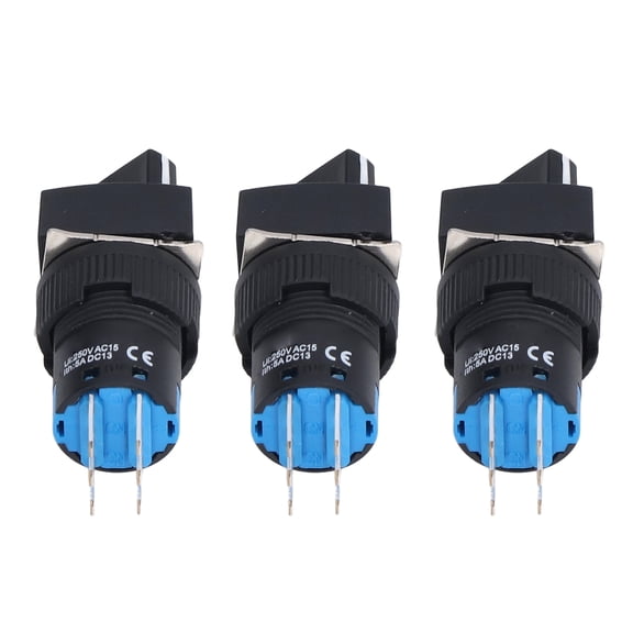 BERM 25Pcs 16mm (0.63 inches) Rotary Switch Knob 3 Position Self Locking Selector Set Kit for Industrial Equipment - 2 Open 2 Closed Contacts Silver Point, 250V Insulation Voltage, Welding Foot