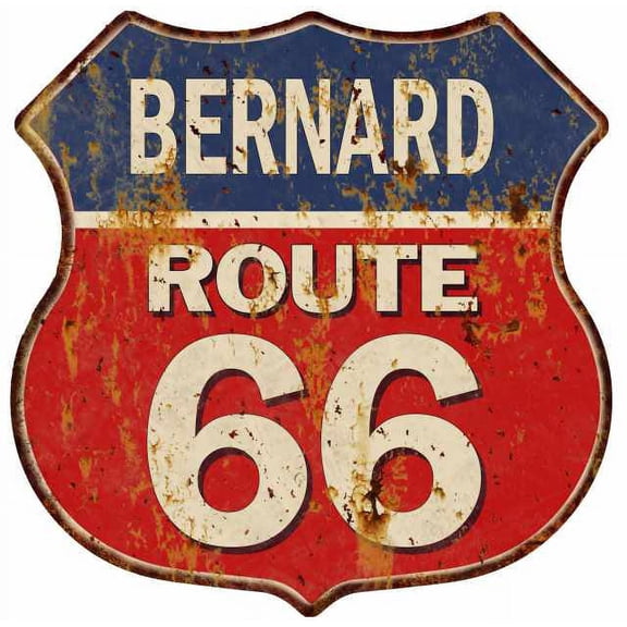 BERNARD Route 66 Sign Shield Metal Gift Man Cave Red 211110005375
