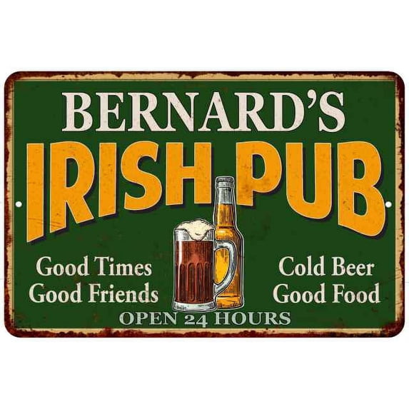 BERNARD'S Irish Pub Beer Metal Sign Bar Decor 8x12 108120013145
