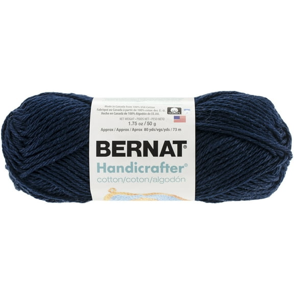 Bernat® Handi Cotton Sb™ #4 Worsted (Medium) Cotton Yarn, Pale Classic Navy 1.76oz/50g 80 Yards