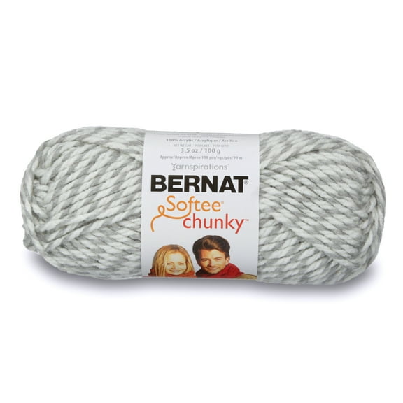 Bernat® Softee Chunky Sb™ #6 Super Bulky Acrylic Yarn, Gray Ragg 3.5oz/100g 108 Yards