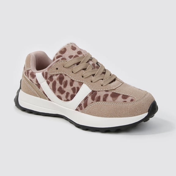 BERNESS Beyonce Faux Suede Panel Retro Lace-Up Sneakers for Women