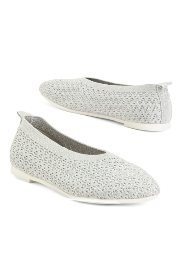 Women's Safira Peony Perforated Slip On Flats Casual Shoes (Gray, 36)