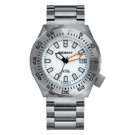 BERNY Automatic Dive Watch for Men Sports Diving Male Wristwatch with Screw-in Crown, 30ATM Waterproof Super Luminous Sapphire Glass Solid Stainless Steel Band