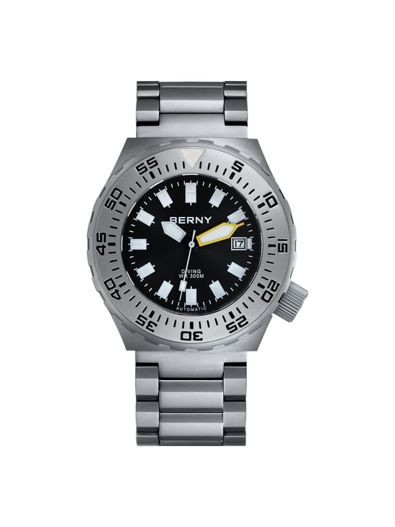 Automatic Dive Watch for Men Sports Diving Male Wristwatch with Screw-in Crown, 30ATM Waterproof Super Luminous Sapphire Glass Solid Stainless Steel Band