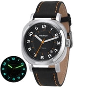 BERNY Automatic Watch for Men, Casual Sport 50M Waterproof Mechanical Wrist Watch with Fabric Strap, Super Luminous, Sapphire Glass, Date Calendar, Fashion Vintage Mens Watch, Black