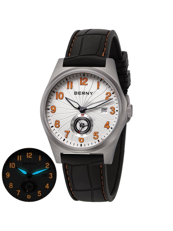 Automatic Titanium Watch for Men 100M Waterproof Fashion Men's Watch Super Luminous Male Analog Mechanical Wrist Watch, AR Sapphire Glass Small Seconds Sub-dial Date Calender Birthday Present