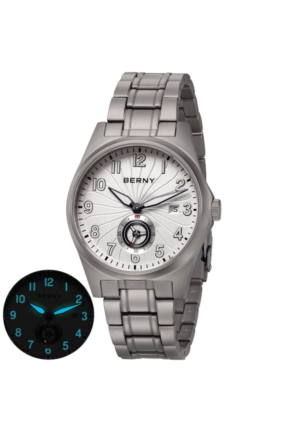 Automatic Titanium Watch for Men 100M Waterproof Fashion Men's Watch Super Luminous Male Analog Mechanical Wrist Watch, Full Titanium AR Sapphire Glass Small Seconds Sub-dial Date Calender