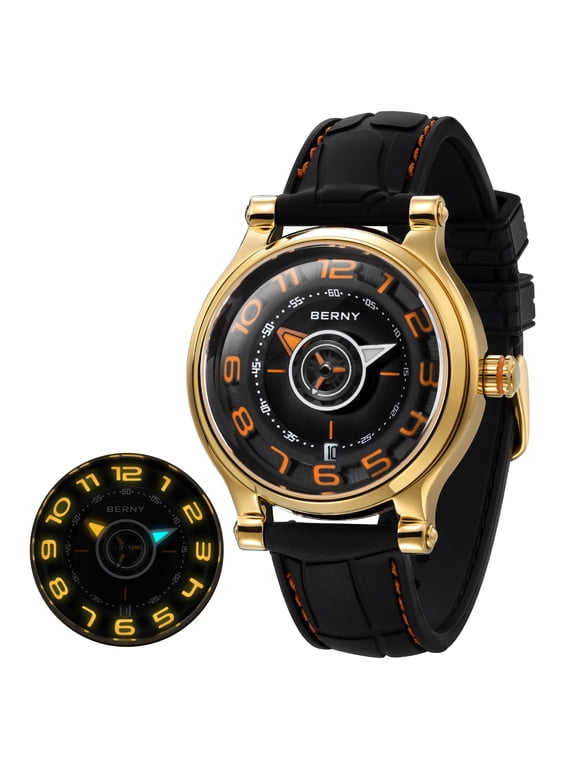 Automatic Watch for Men, Sport Casual 5ATM Waterproof Dive Watch with Date, Super Luminous, Silicone Band, Fashion Men's Mechanical Wristwatch