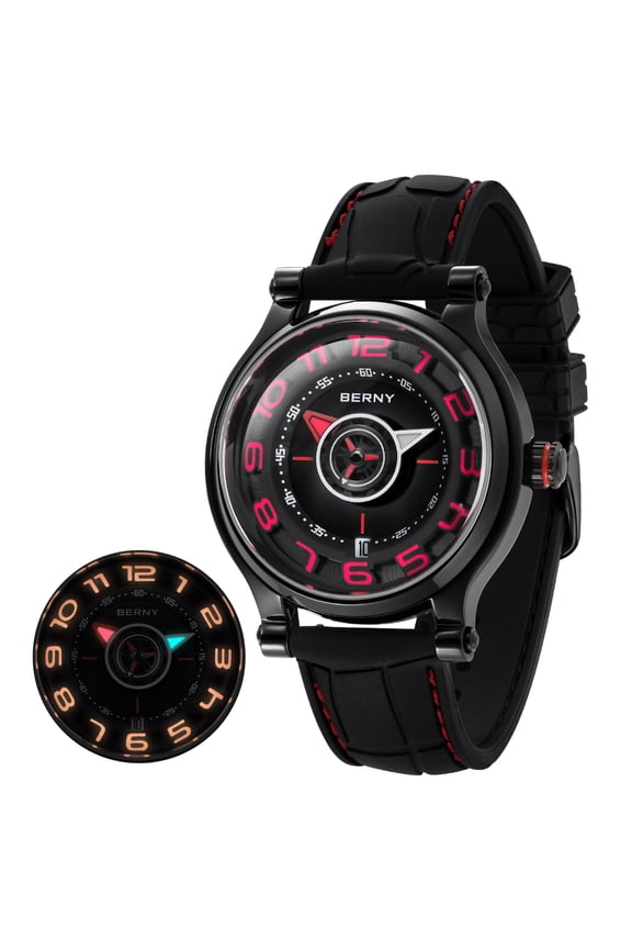 Automatic Watch for Men, Sport Casual 5ATM Waterproof Dive Watch with Date, Super Luminous, Silicone Band, Fashion Men's Mechanical Wristwatch