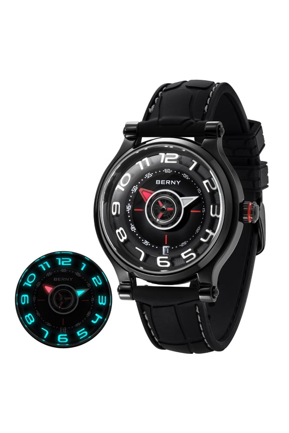 Automatic Watch for Men Mechanical Wristwatch with Super Luminous Hands, Silicone Strap, Sapphire Glass Lens