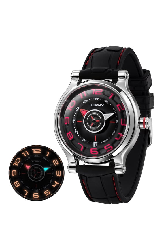 Automatic Watch for Men, Sport Casual 5ATM Waterproof Dive Watch with Date, Super Luminous, Silicone Band, Fashion Men's Mechanical Wristwatch